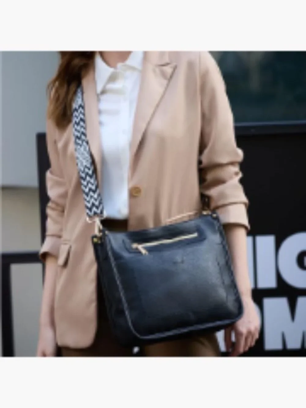 Vegan Leather Crossbody Bag with Adjustable Guitar Strap, 7 Pockets, Lightweight